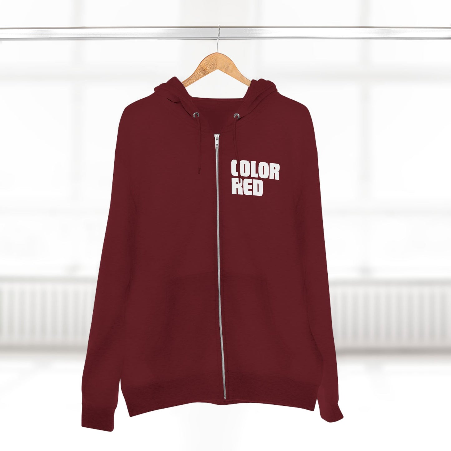 Color Red Full-Zip Hoodie (three color options)