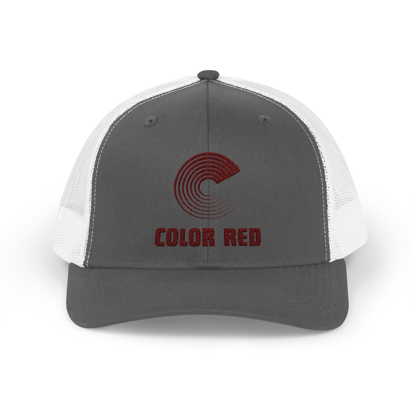 Color Red Snapback Trucker Cap - Embroidered (several color options)