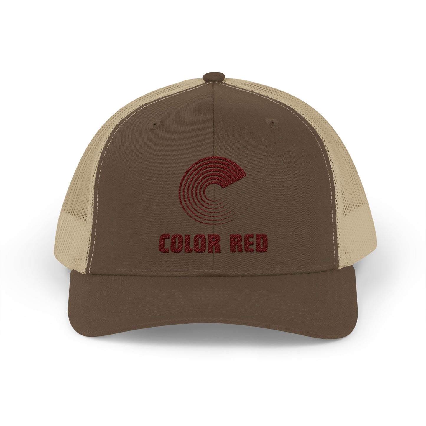 Color Red Snapback Trucker Cap - Embroidered (several color options)